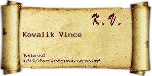 Kovalik Vince névjegykártya